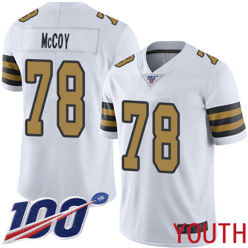 New Orleans Saints Limited White Youth Erik McCoy Jersey NFL Football 78 100th Season Rush Vapor Untouchable Jersey